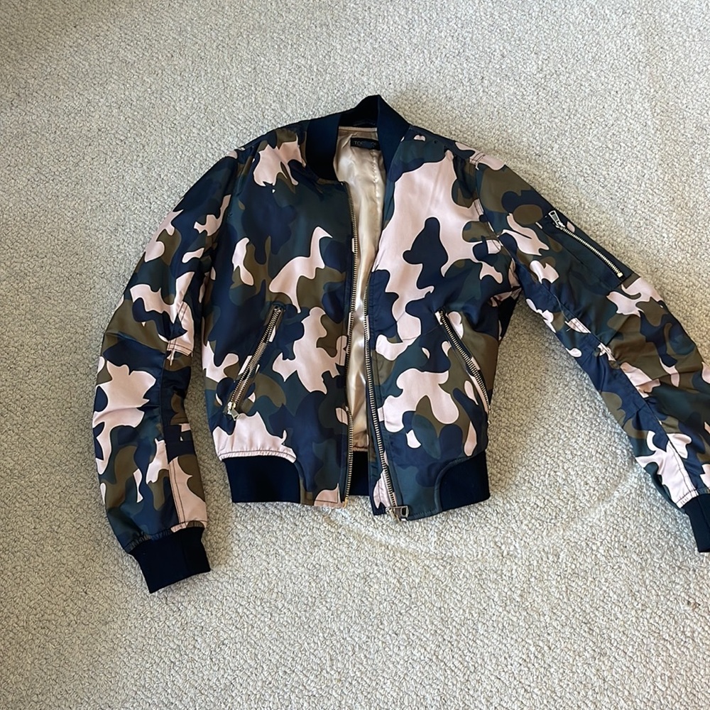 Top Shop Bomber Jacket- Pink Camo
